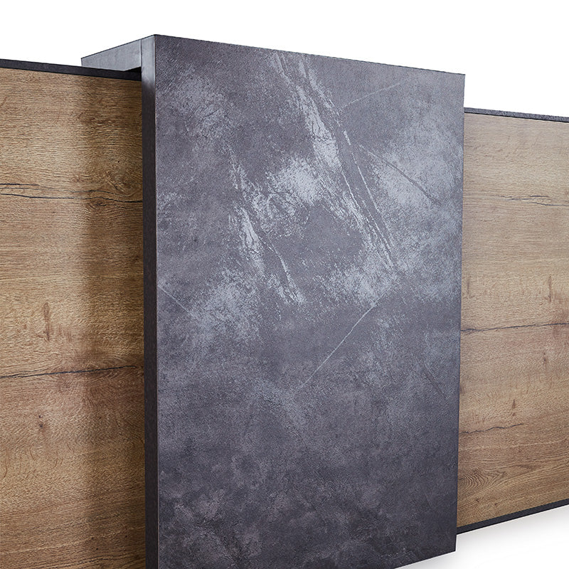 DEWITT Reception Desk 2.4M - Tobacco & Dark Concrete