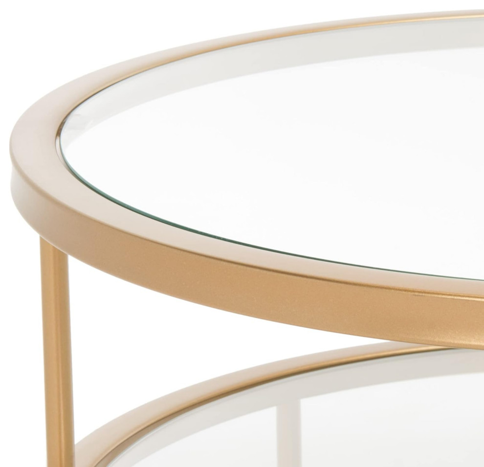 Spacious Coffee Table  Oval Design With 2 Glass Tiers  ampMirrored Shelf   Contemporary   Coffee Tables   by Decor Love  Houzz