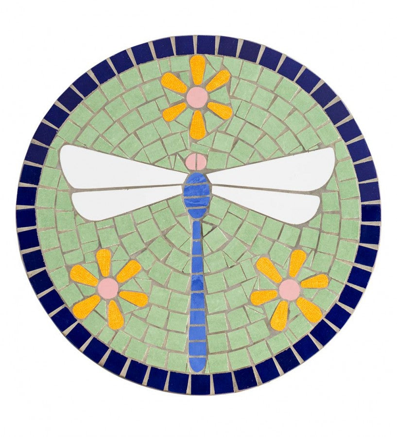 Wind & Weather Handcrafted Recycled Ceramic Mosaic and Cast Stone Insect Garden Stone - Dragonfly