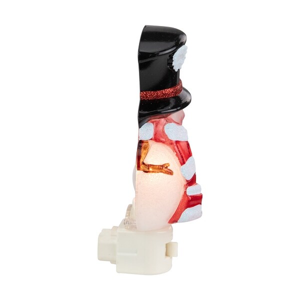 6.5 White and Red Snowman in Black Top Hat Christmas Night Light