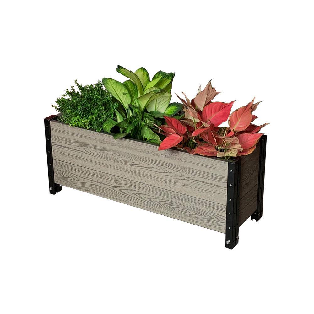 EverBloom 36 in. L x 12 in. W x 14 in. H Composite Trough Planter in Grey E143612G