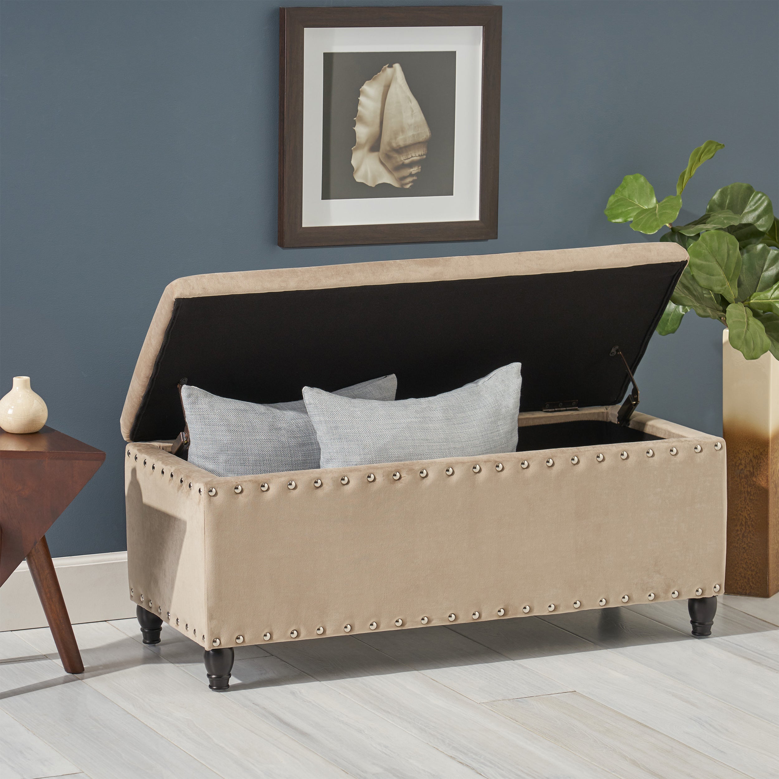 Bancroft Rectangle Velvet Storage Ottoman Bench