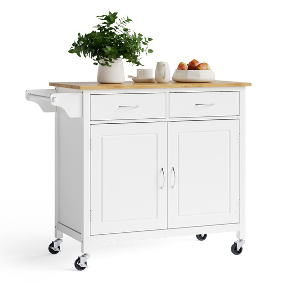 Costway 35976241 Modern Rolling Kitchen Cart Islan...