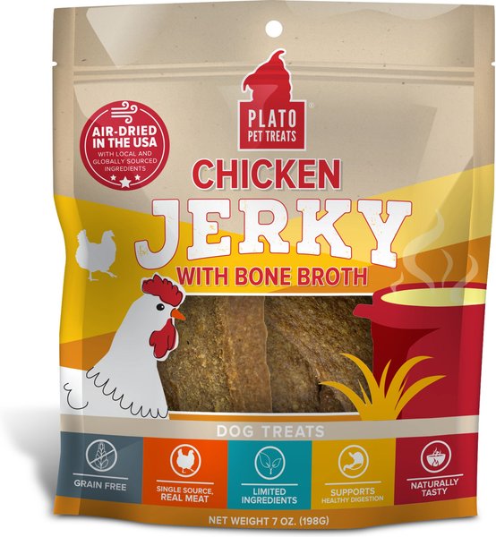 Plato Chicken Jerky w/Bone Broth Dog Treat