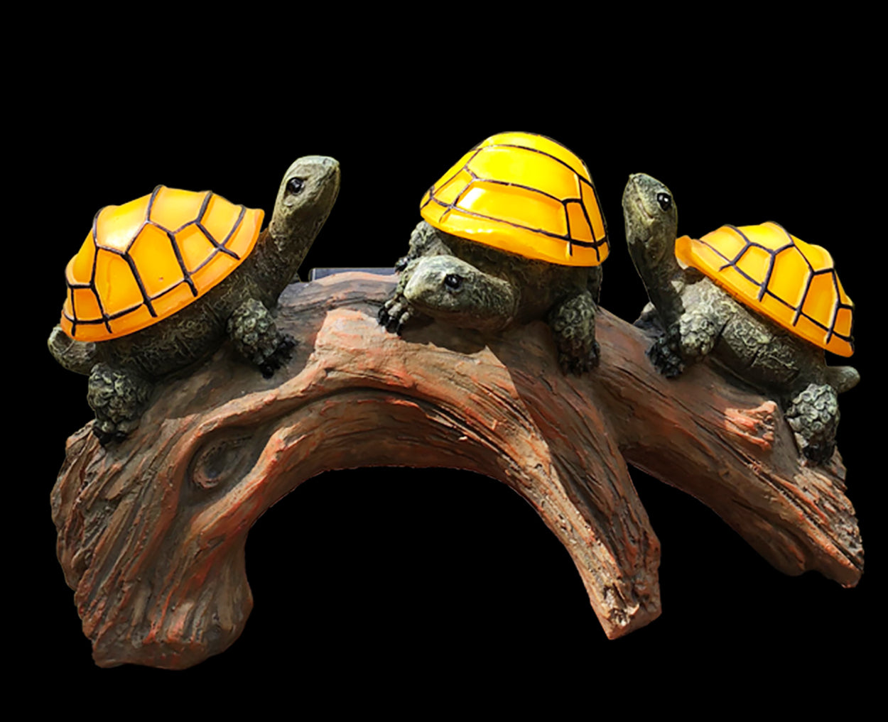 Solar Powered Turtles on Log Garden Decorations , Outdoor Accent Lighting LED Garden Light Decor