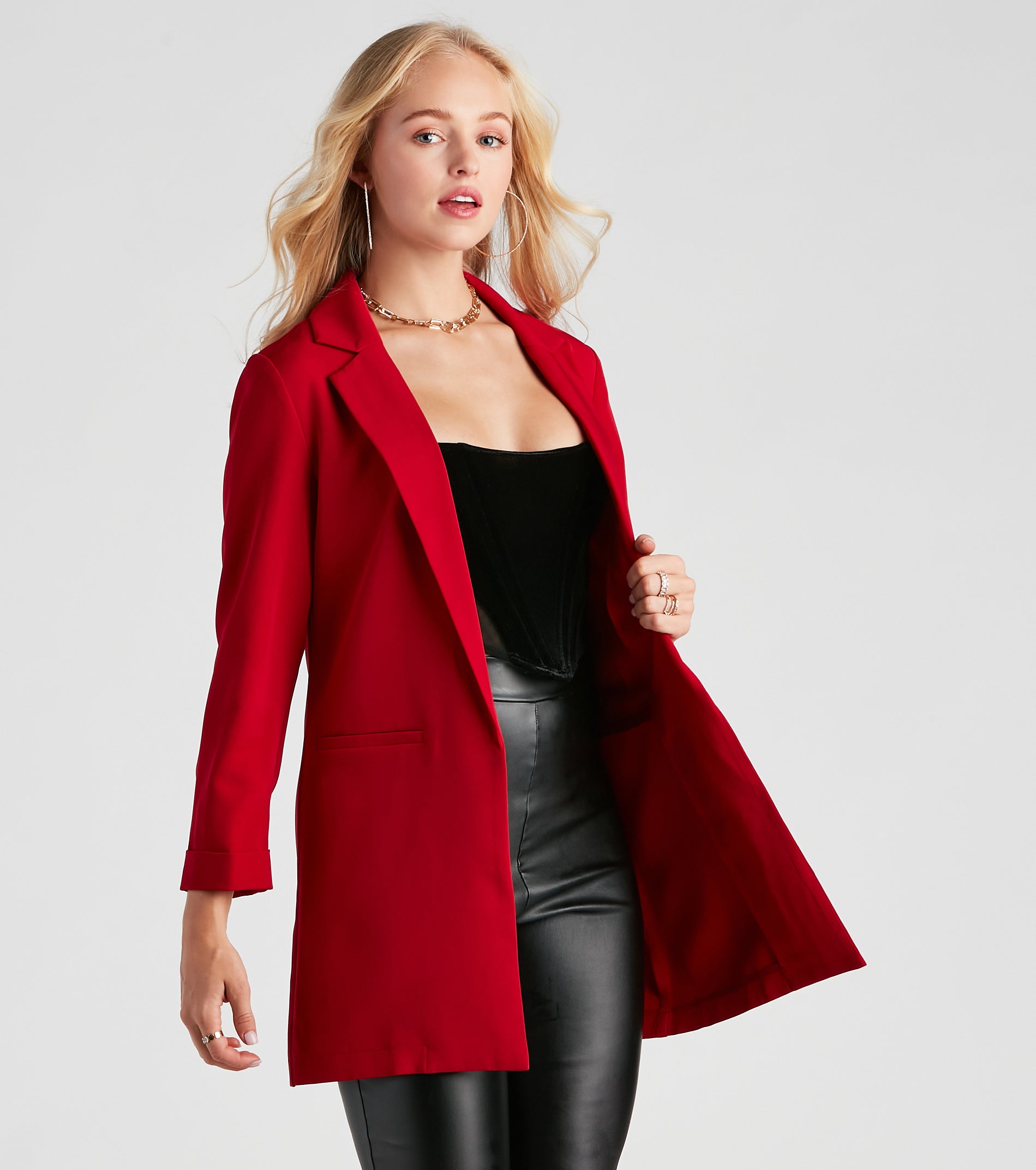 Biz Call 3/4 Sleeve Boyfriend Blazer