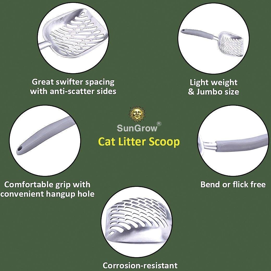 SunGrow Non-Stick Metal Scoop Kitty Box Cat Litter Scooper