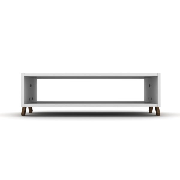 Cross Legs Wooden Frame Coffee Table with Interior Shelving