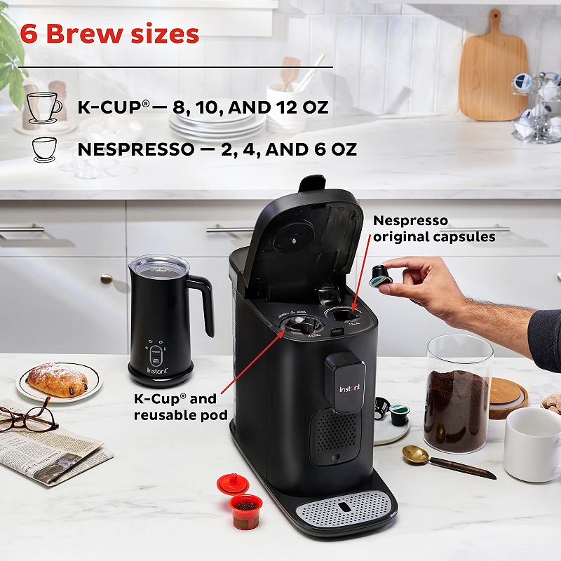 Instant 2-in-1 Single-Serve Coffee Maker with Reusable Coffee Pod