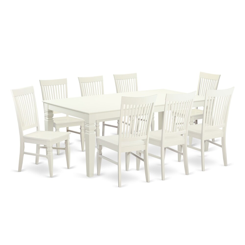 East West Furniture Dining Table Se  A Rectangle Dining Room Table and Wood Seat Chairs  Linen White (Pieces Options)