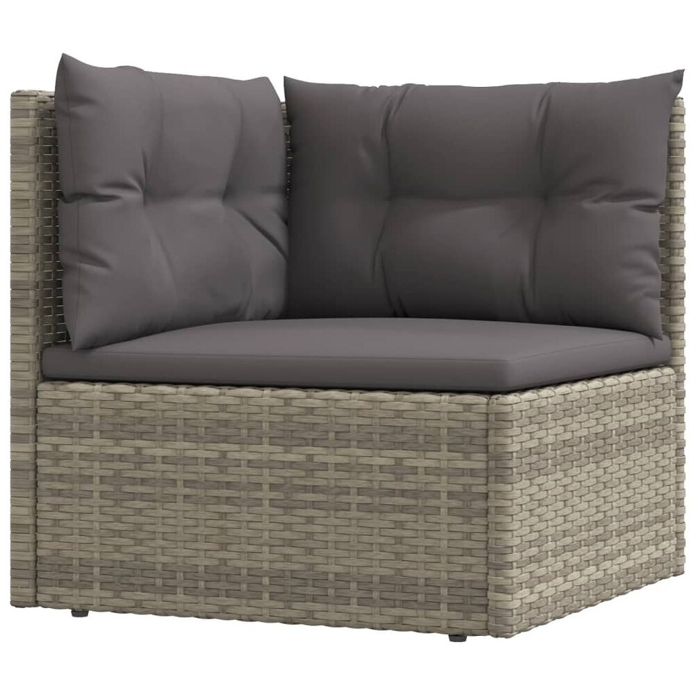 vidaXL 8 Piece Patio Lounge Set with Cushions Gray Poly Rattan   21.3\