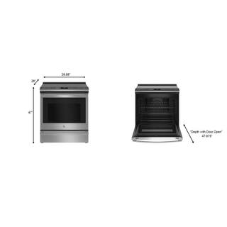 GE Profile 30 in. 5.3 cu. ft. Slide-In Electric Range in Fingerprint Resistant Stainless with True Convection Air Fry Cooking PSS93YPFS