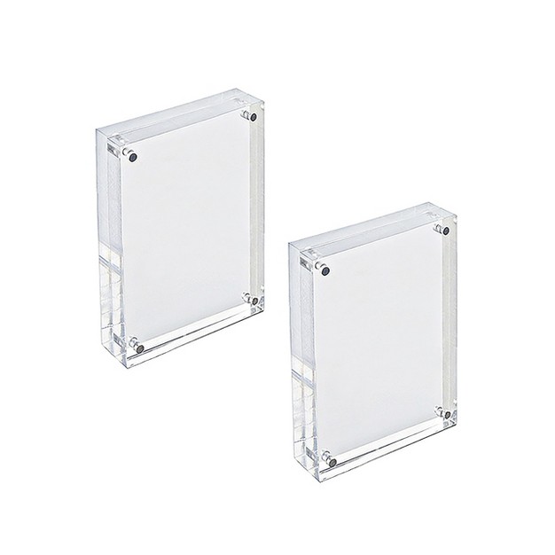 Azar Displays Clear Acrylic Magnetic Photo Block Frame Set With Two 4x6 Size Frames