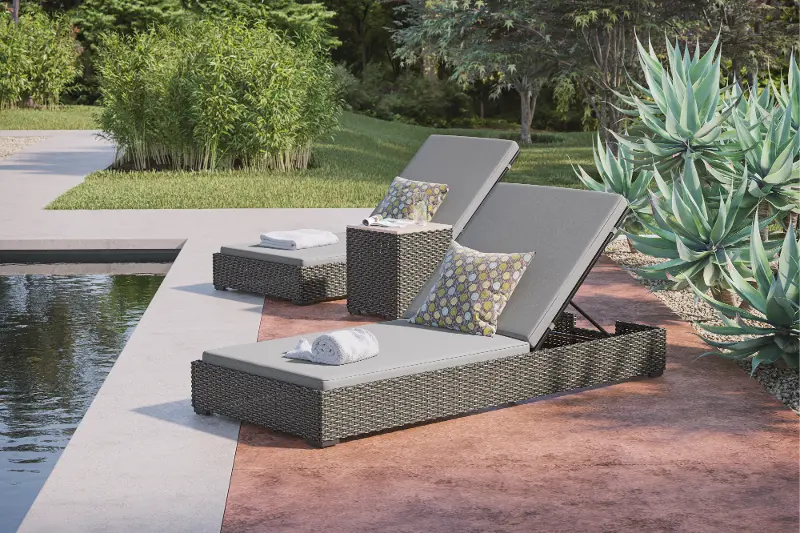 Boca Raton Gray Outdoor Chaise Lounge Set