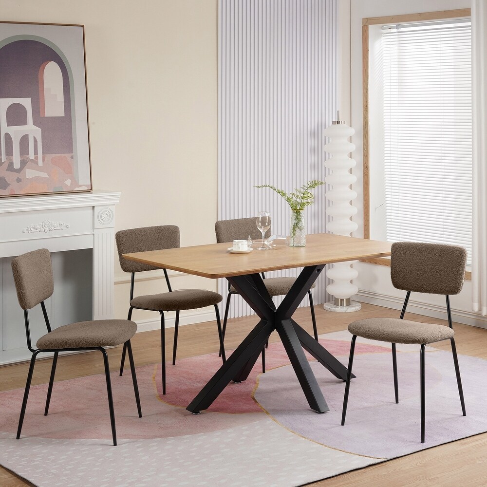 Dining Room Chairs with Faux Plush Set of 4