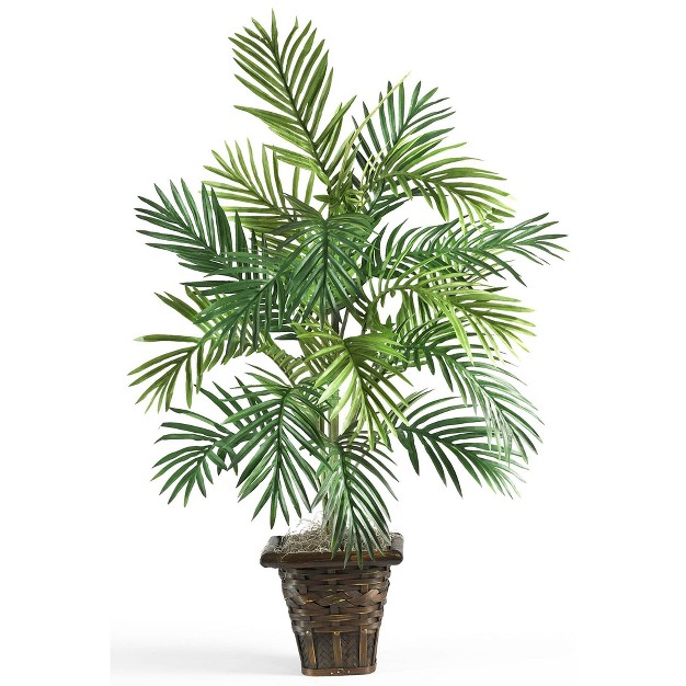 3 1ft Artificial Areca Palm With Wicker Basket Nearly Natural