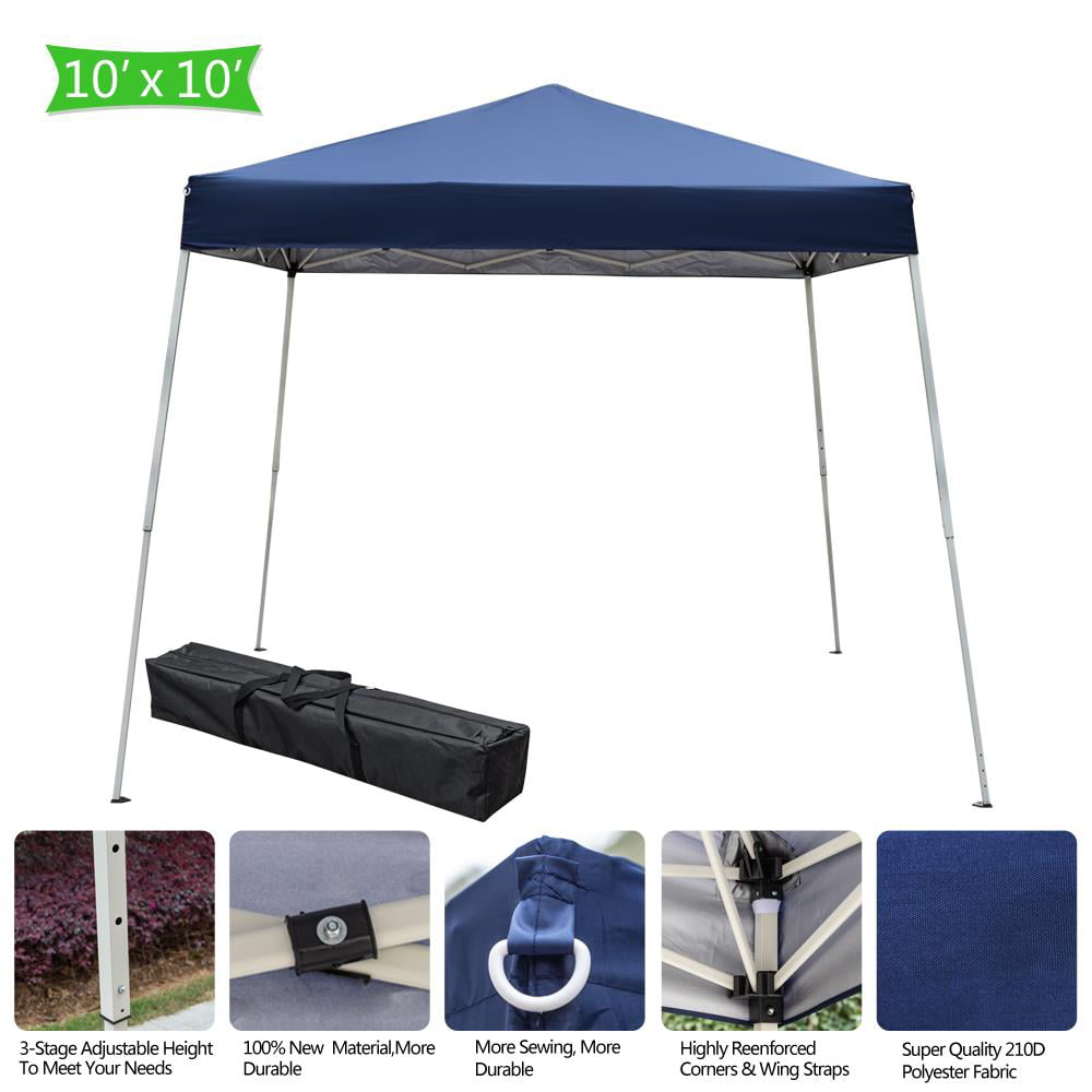 Ktaxon  Pop Up Tent  10' x 10' Gazebo Backyard Canopy Sun Shade Blue