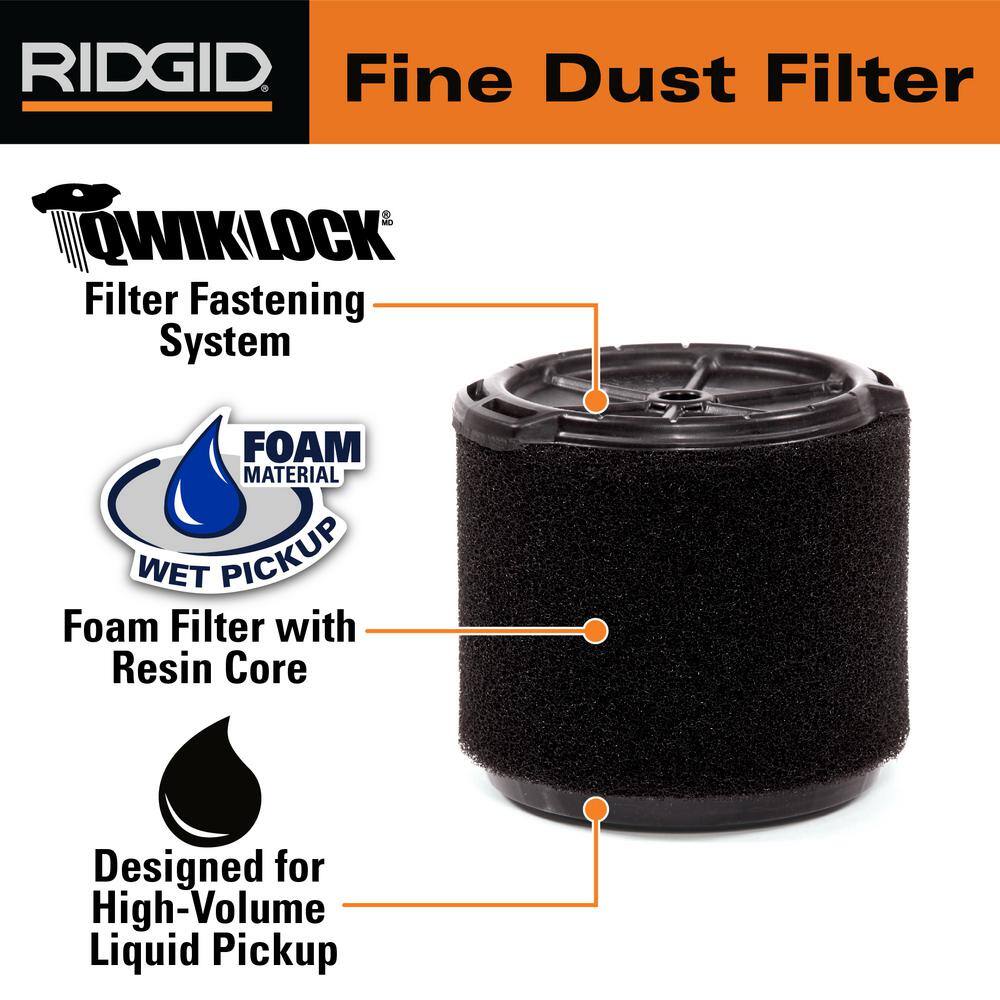 RIDGID Wet Application Foam Filter for 3 to 4.5 Gallon RIDGID WetDry Shop Vacuums (4-Pack) VF3700A