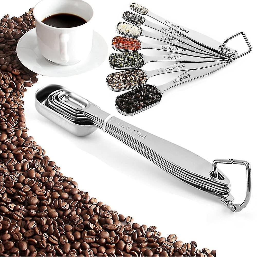 6pcs Stainless Steel Measuring Spoons Kitchen Cooking Utensils With Slim Design For Narrow Spice Jar