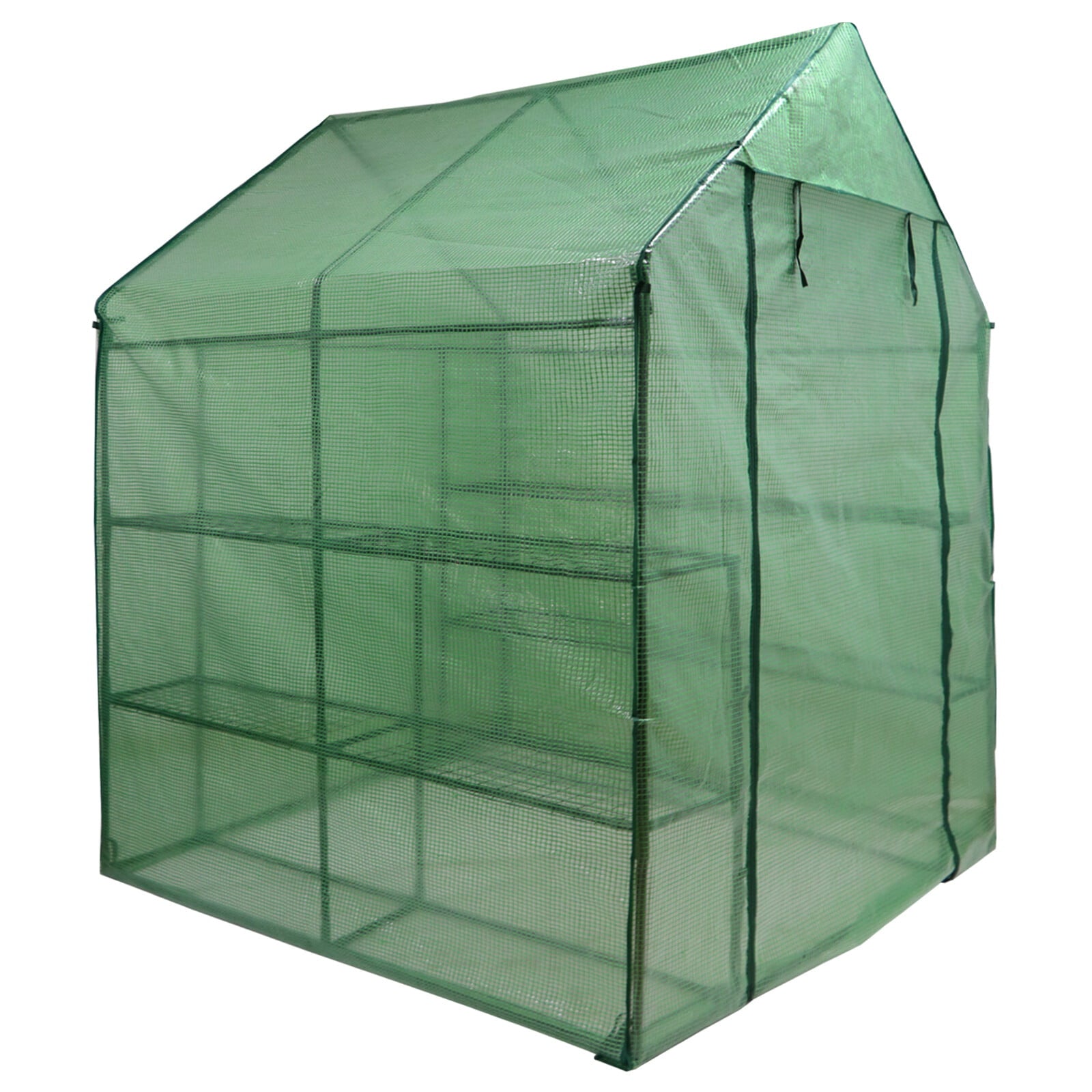 ZenSports 2-Tier 8-Shelves Walk-in Greenhouse, Indoor Outdoor Portable Plant Gardening Canopy, W/ Roll-up Zipper Entry Door, 57