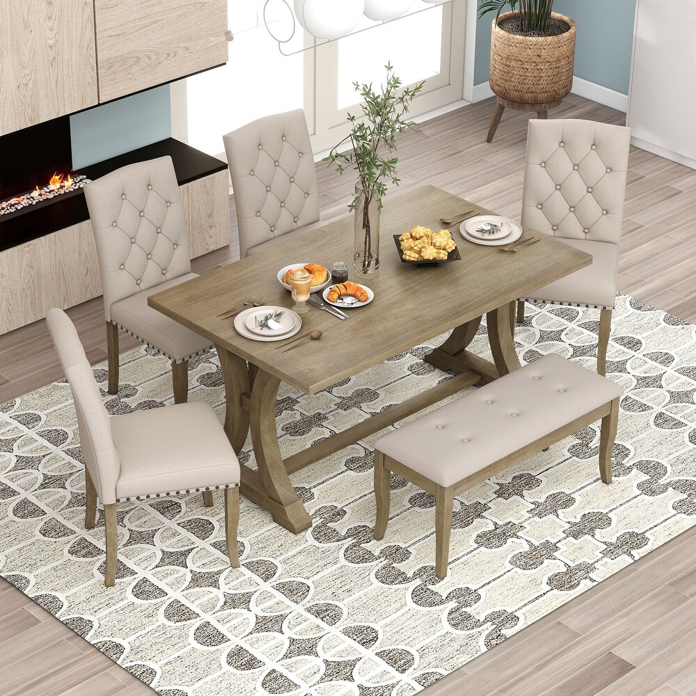 Classic Farmhouse 6 Piece Dining Set with 60\