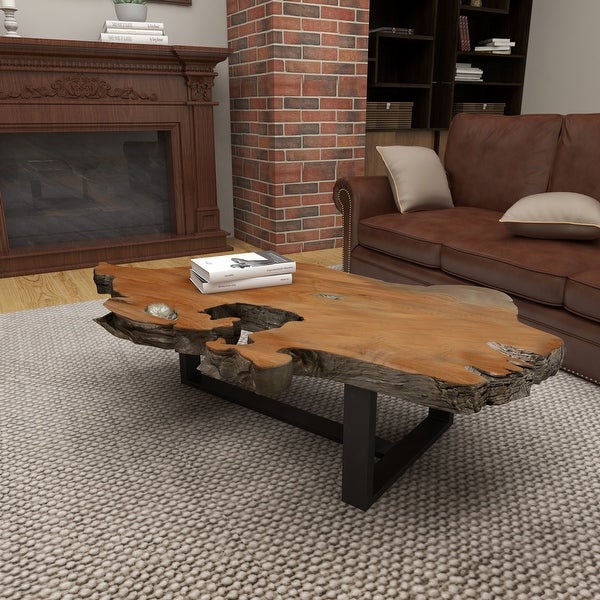 Brown Iron Contemporary Coffee Table 34 x 58 x 4