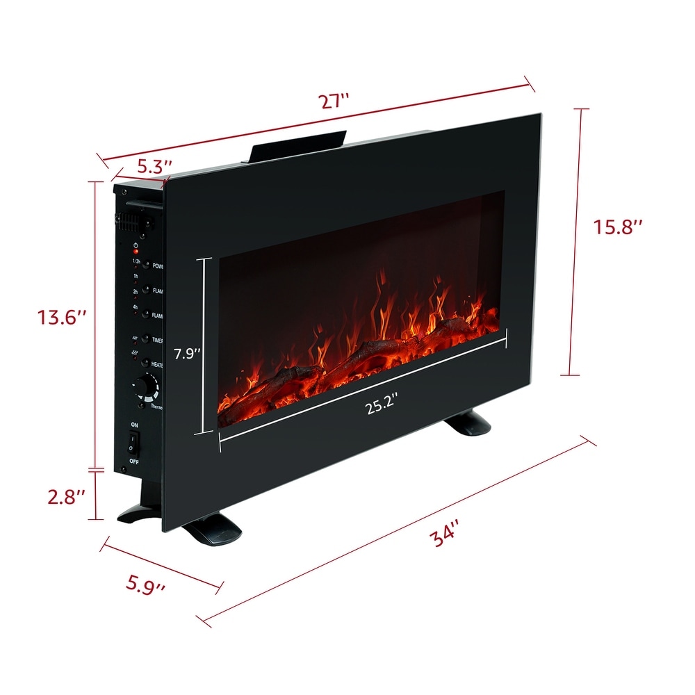 FLAME SHADE Wall Mounted Electric Fireplace Heater with Remote