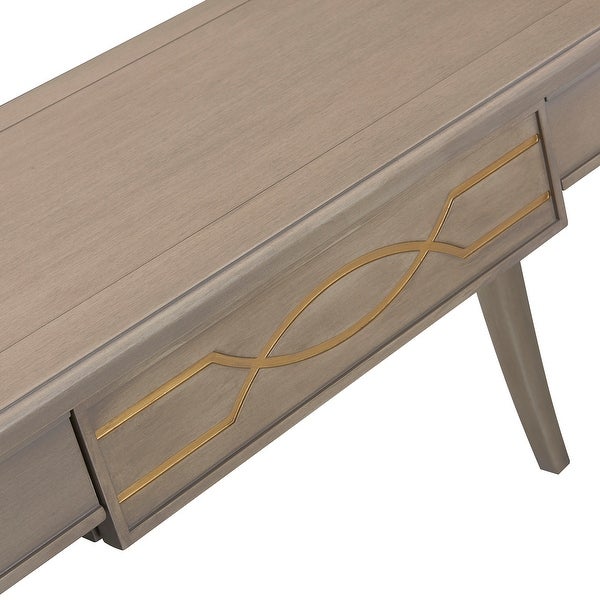 Dauphin Gold Accent Console Vanity Table， Grey Cashmere Wood