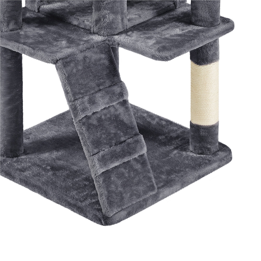 Topeakmart 70'' Multilevel Cat Tree Condo Cat Tower with 3 Scratching Posts， Dark Gray