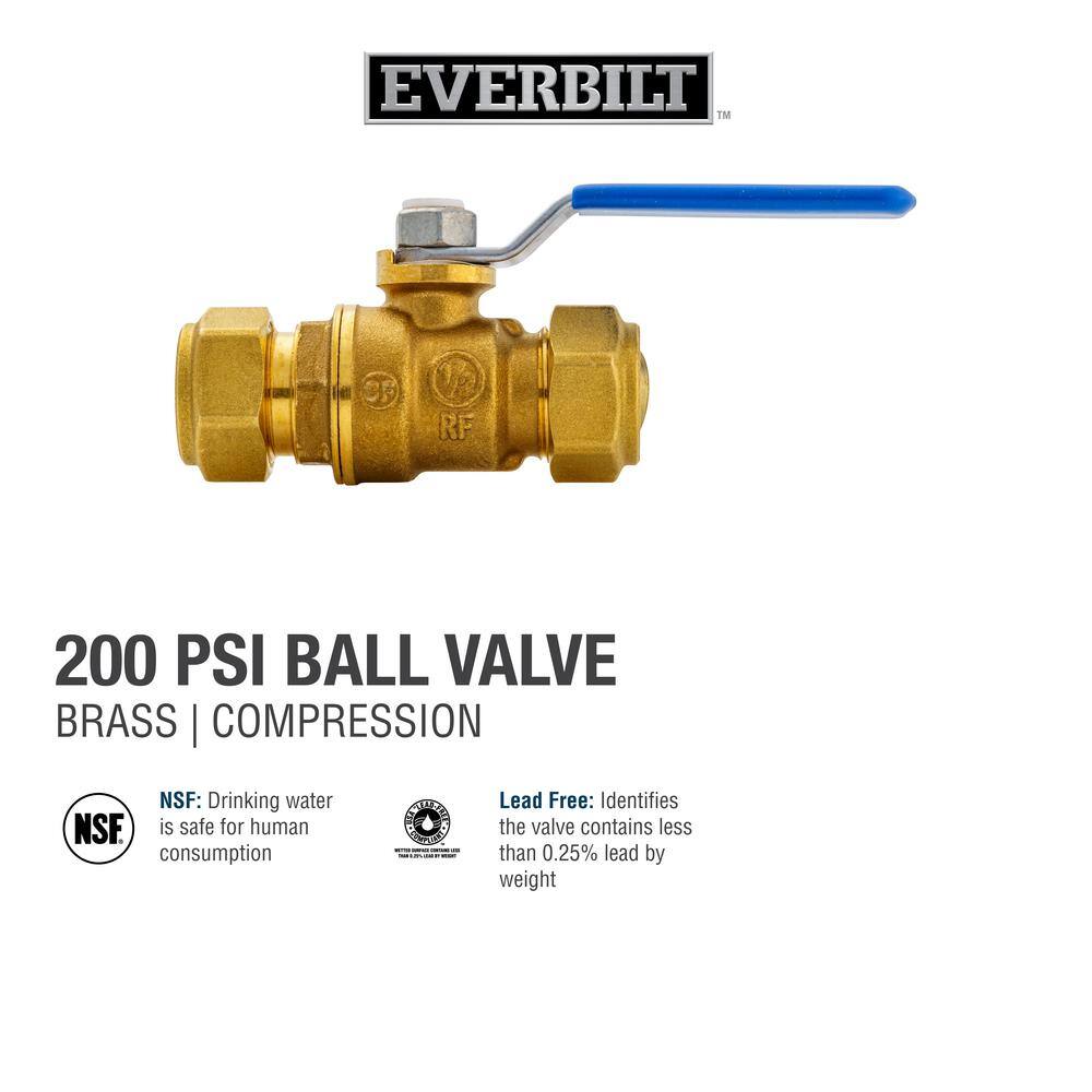 Everbilt 12 in. x 12 in. Brass Compression Full Port Ball Valve 107-023EB