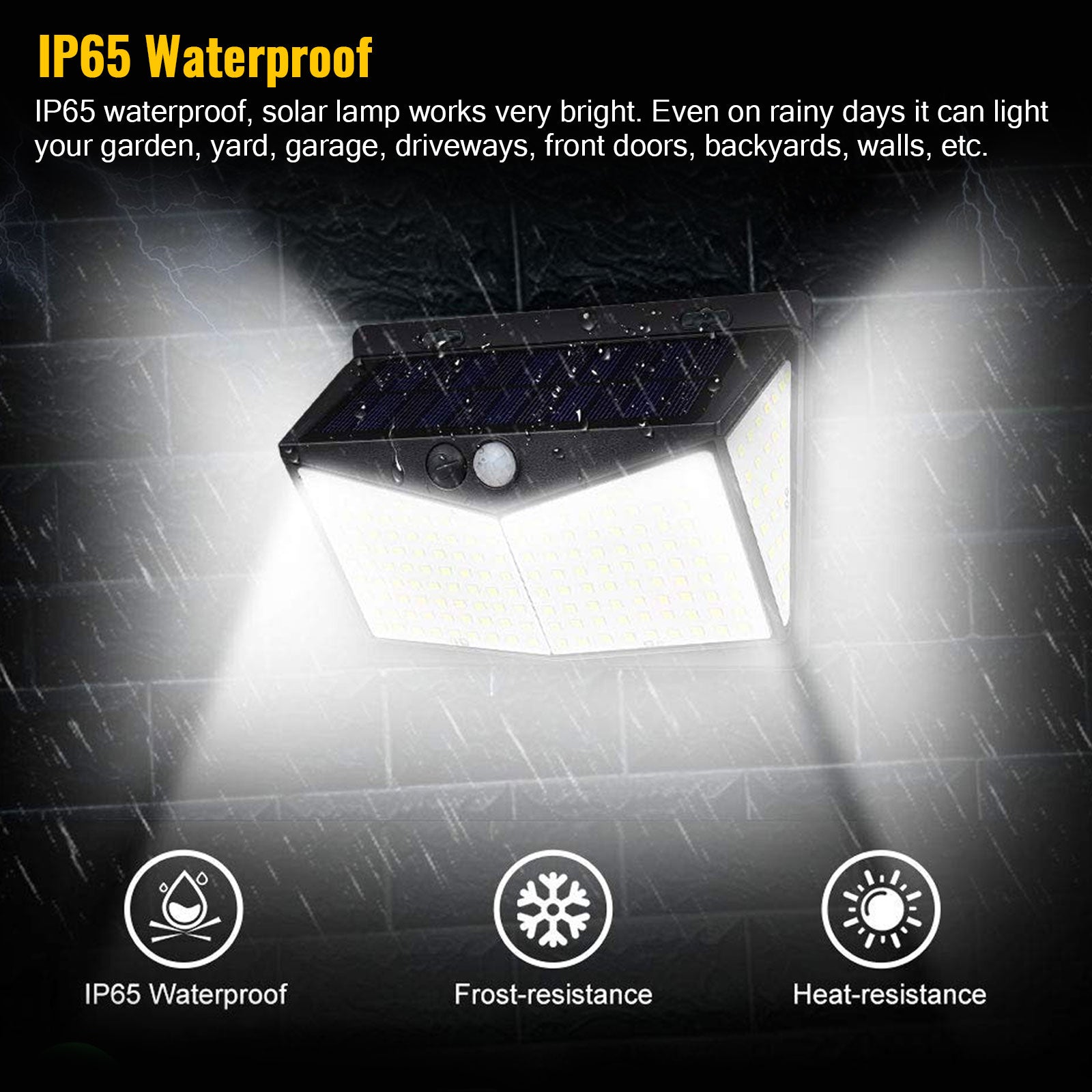 EEEkit Solar Motion Light Outdoor 208 LED Wireless Security Wall Lamp IP65 Waterproof Motion Sensor Spotlight 3 Light Modes for Garden Deck Yard Garage Patio