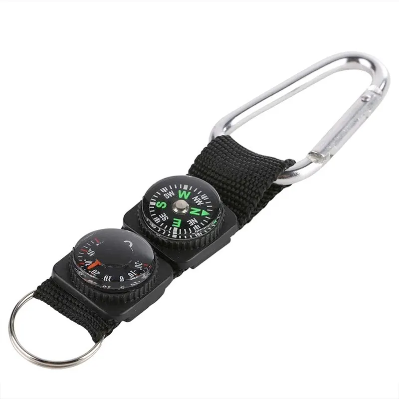 Keychain Carabiner Compass with Thermometer Portable Acrylic Waterproof Durable Compass Car Poor Outdoor Signal