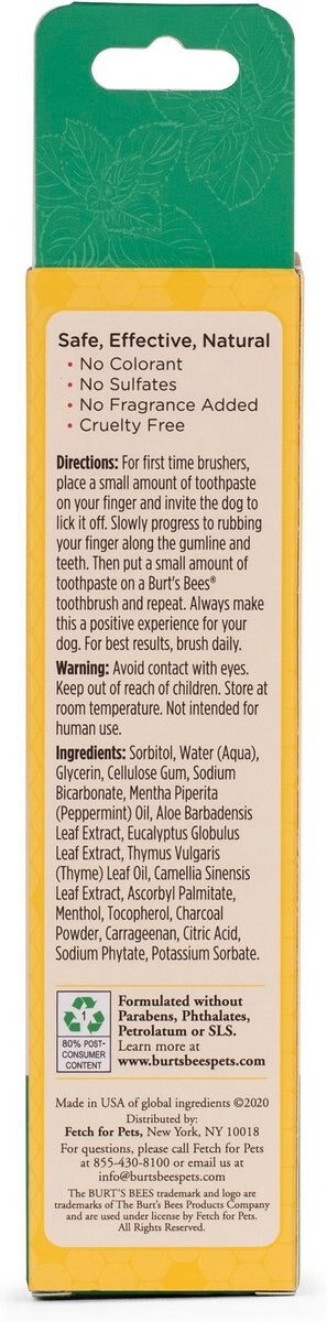 Burt's Bees Care Plus + Fresh Breath Toothpaste with Peppermint Oil， 2.5-oz tube