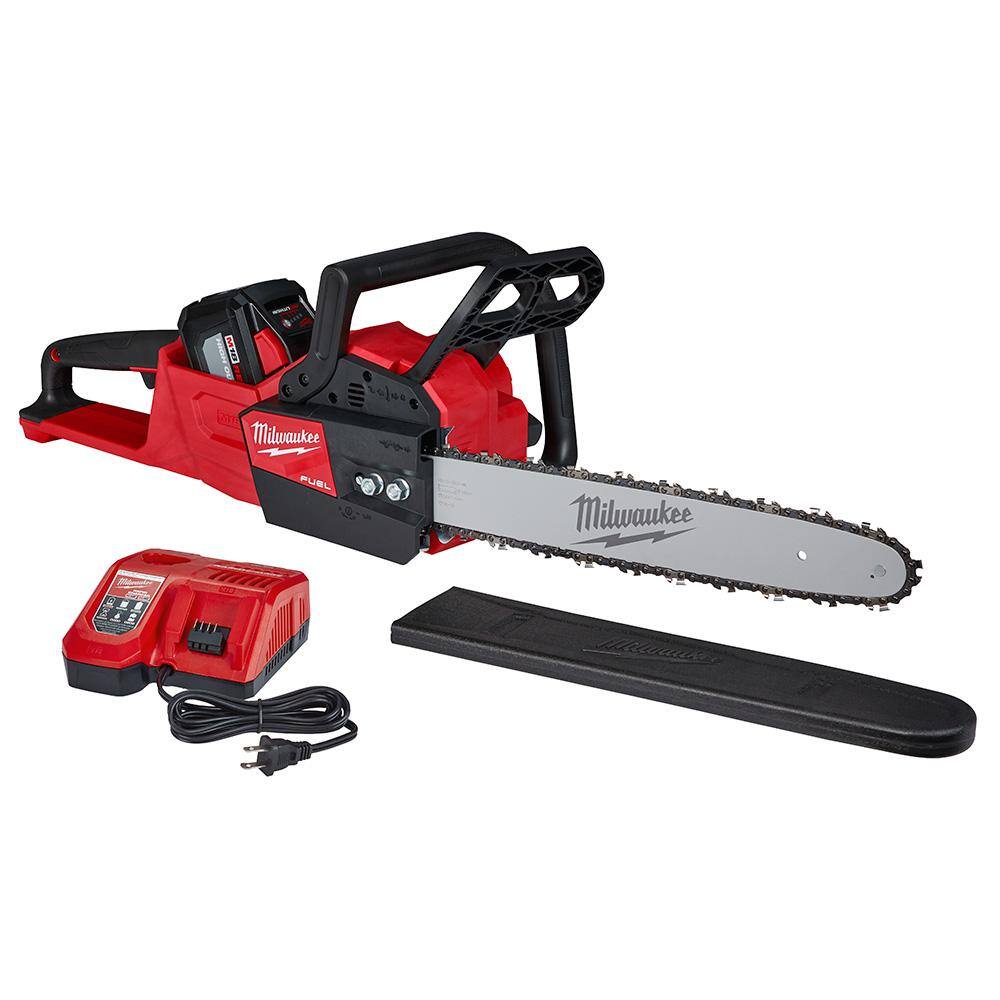 MW M18 FUEL 14 in. 18-Volt Lithium-Ion Electric Battery Chainsaw 16 in. Electric Chainsaw 12AH  Combo (2-Tool) 2727-20C-2727-21HD