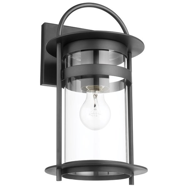 Bracer 1 Light Medium Wall Lantern Matte Black Finish with Clear Glass Shopping - The Best Deals on Outdoor Wall Lanterns | 39425083