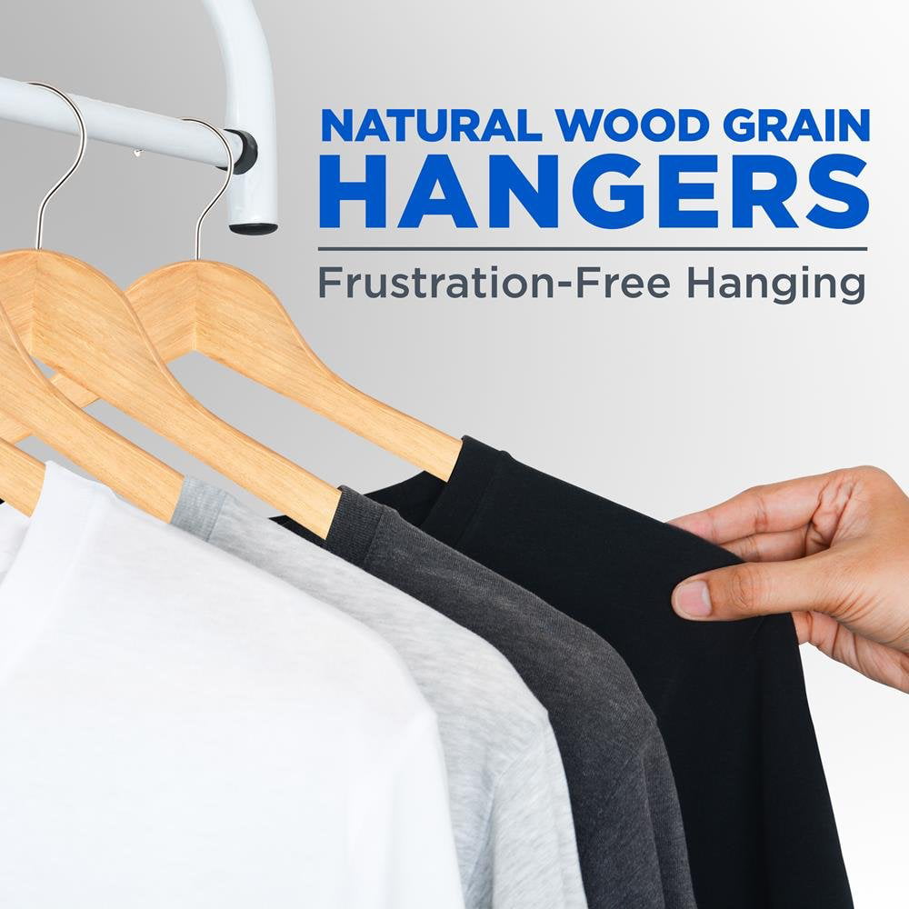 Premium Solid Wooden Hangers - Smooth Finish Space Saving Heavy Duty Suit Clothes Hanger Set w/ 360 Degree Swivel Metal Hook, Precisely Cut Notches, for Coats Jackets Pants Dress (20-Pack)