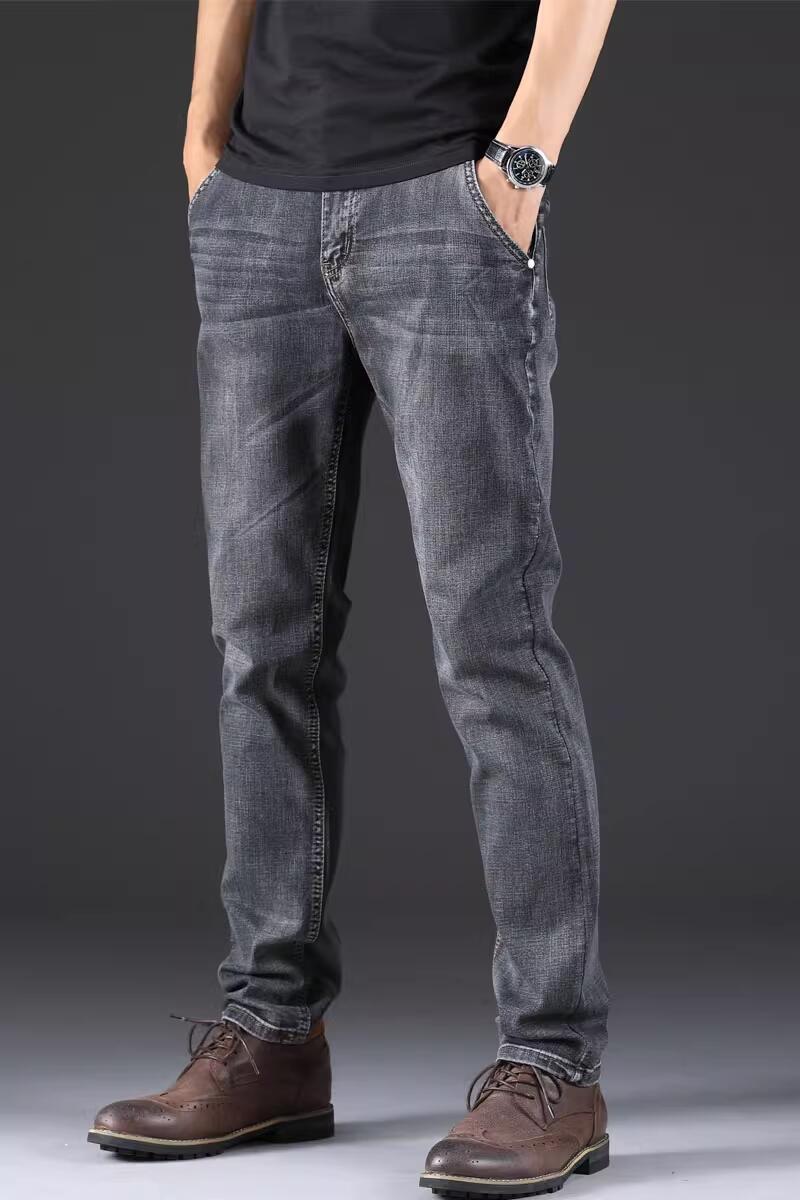 Homme Men Slant Pocket Straight Leg Jeans
