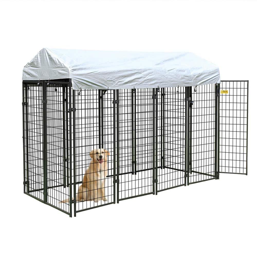 COZIWOW 6.9 ft. x 3.3 ft. x 5.6 ft. Metal Dog Pet Kennel Cage Pen with Roof Canopy Weatherproof CW12R0479