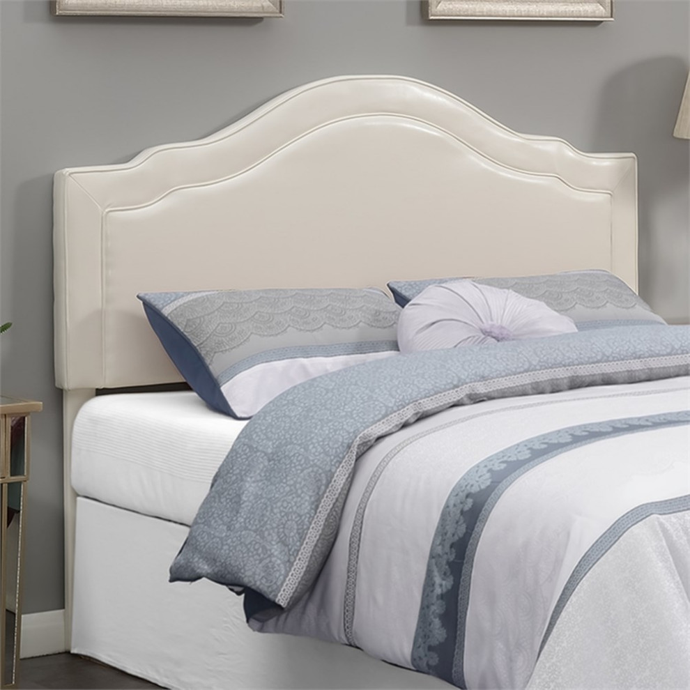 Edmond Cream Faux Leather Upholstered Queen Headboard   Transitional   Headboards   by Homesquare  Houzz