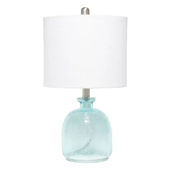 Lalia Home Hammered Glass Jar Table Lamp with White Linen Shade