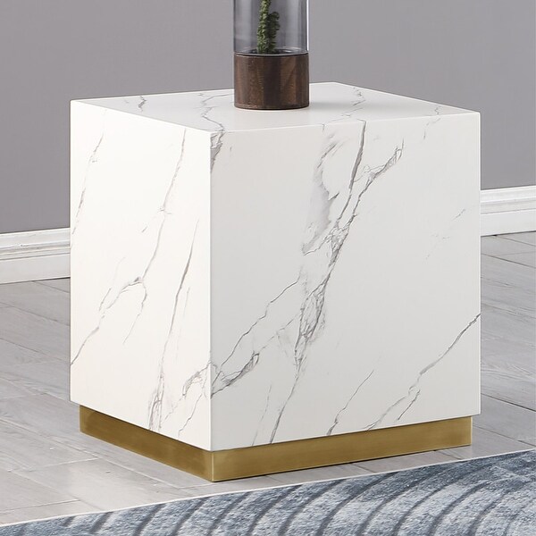 Best Master Furniture Bennacio Faux Marble Square End Table