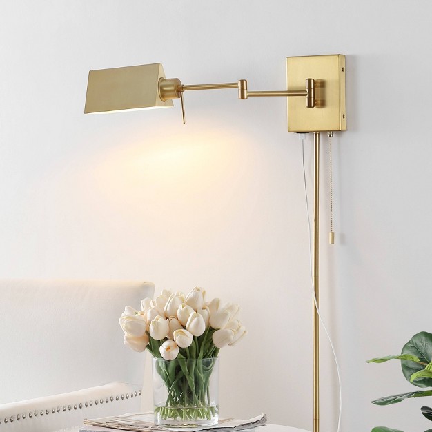 1 light Arlo Farmhouse Single Swing Arm Wall Sconce With Pull chain Usb Charging Port Jonathan Y