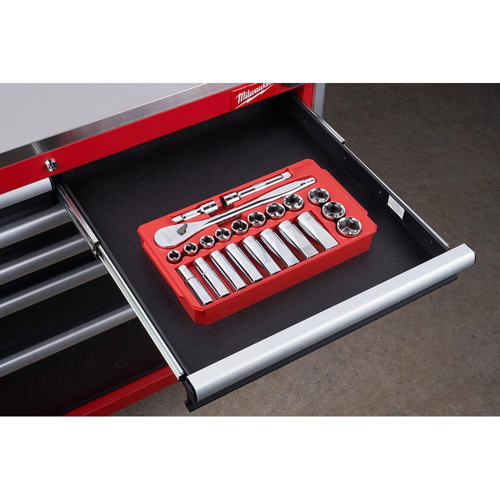 MW 12 in. Drive SAE Ratchet  Socket Mechanics Tool Set with 12 in. Drive 90-Tooth 18 in. Extended Ratchet (23-Piece) 48-22-9410-48-22-9050