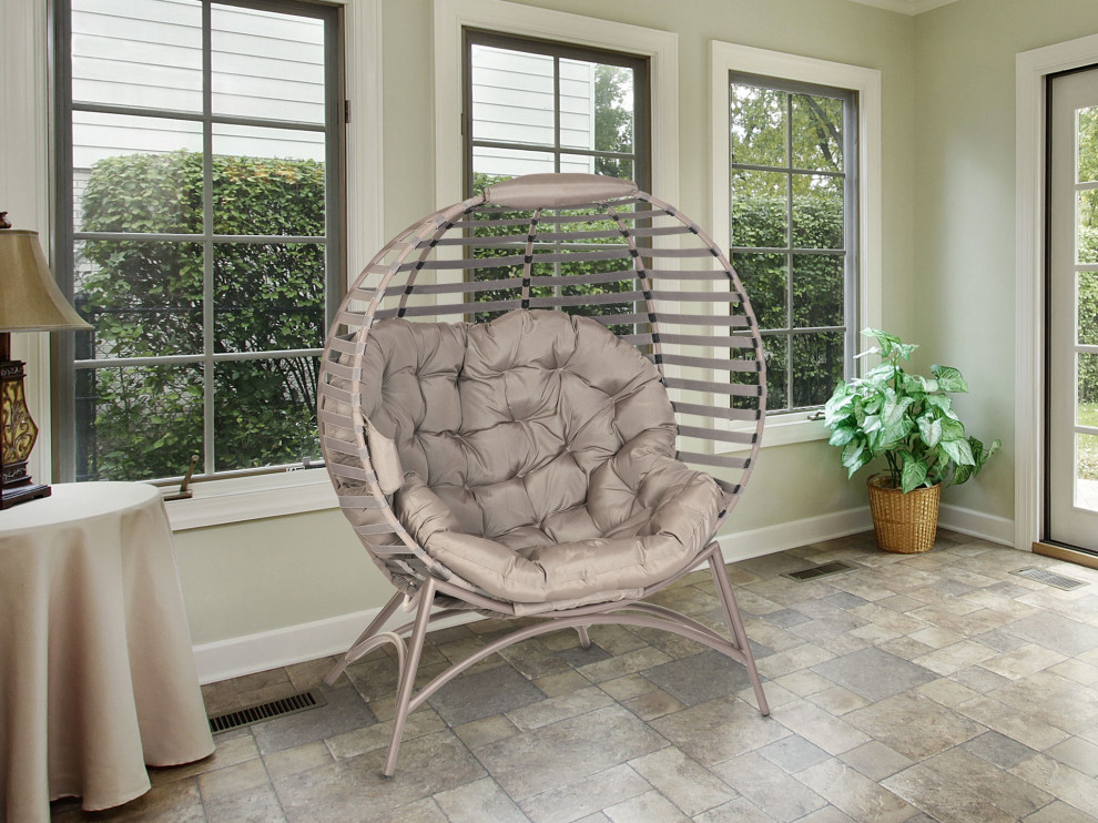 56H x 45W x 26D Beige Modern Cozy Ball Chair   Transitional   Outdoor Lounge Chairs   by IDEAZ International  LLC  Houzz