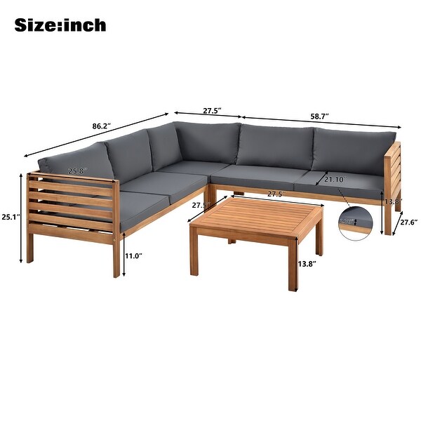 GO Wood Structure Outdoor Sofa Set Complete Patio Set，Highquality Cushions