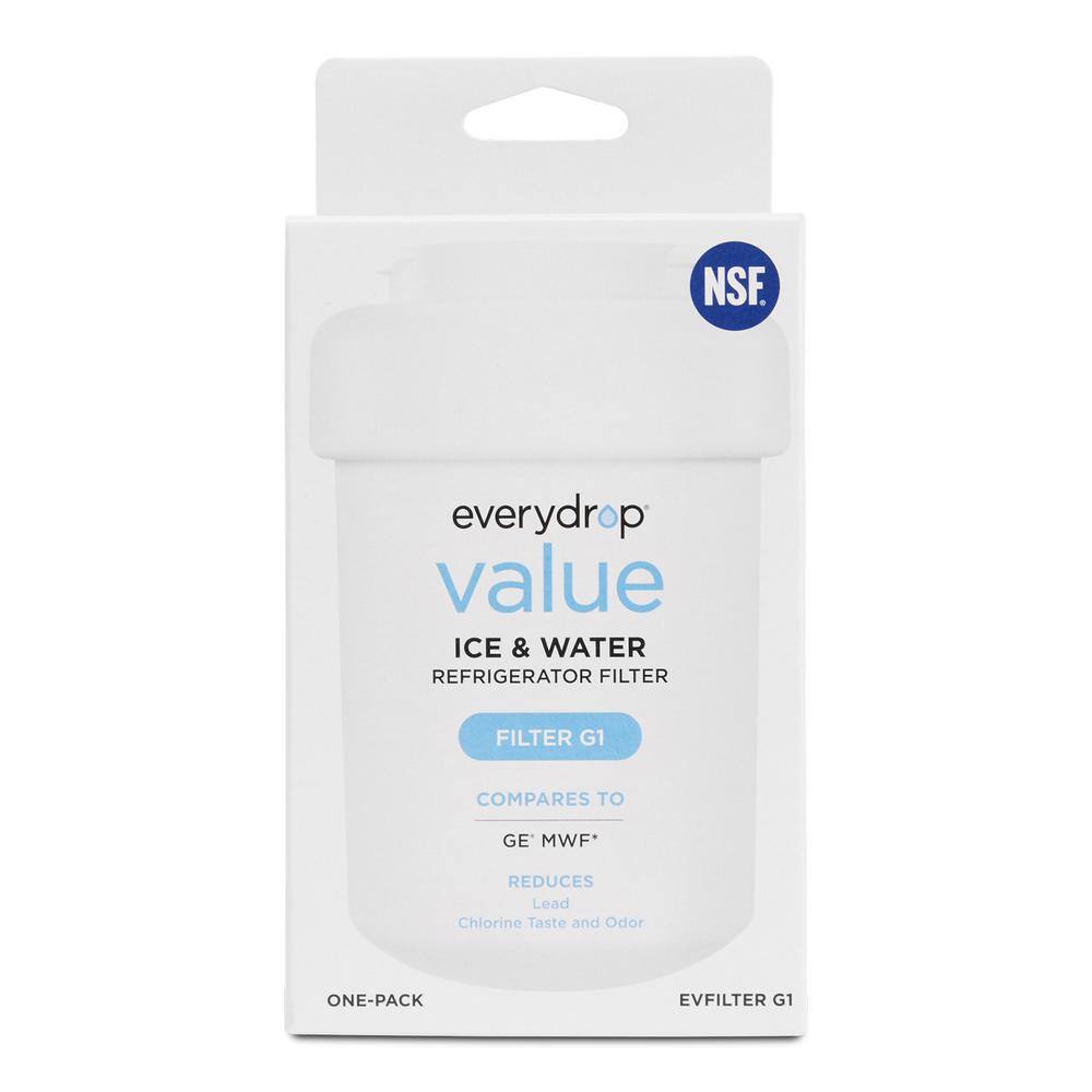 Whirlpool Everydrop Refrigerator Value Replacement Water Filter for GE MWF 1-Pack EVFILTERG1