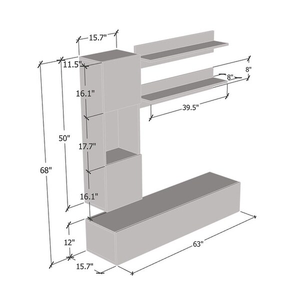 Fly H3 Wall Mounted Floating Modern Entertainment Center