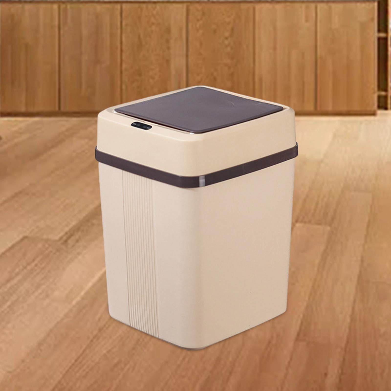 Automatic Trash Can Waterproof Battery Operated Touchless Trash Bin Waste Basket for Bedroom Toilet Bathroom Office - Khaki