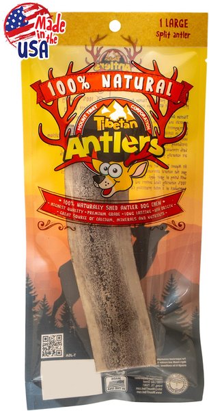 Tibetan Dog Chew Split Antler Grain-Free Dog Treat， 1 count， Large