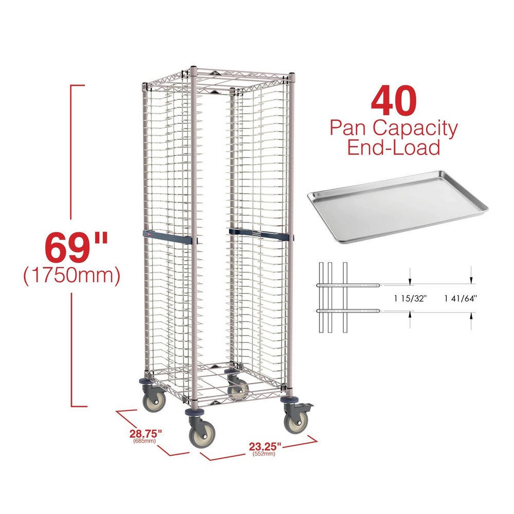 Metro RE1K4S End-Load Stainless Steel/Metroseal 40-Pan Rack， 1.5